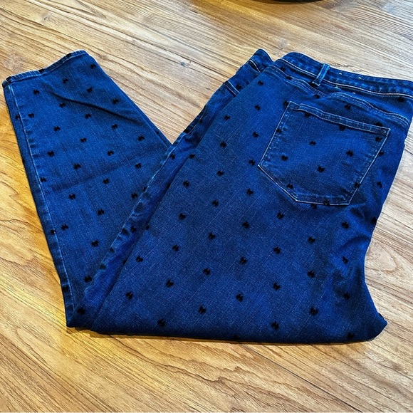 Talbots Women’s Plus Size Jeggings 22 Dark Denim Wash Flocked Black Bows Detail - Picture 11 of 11